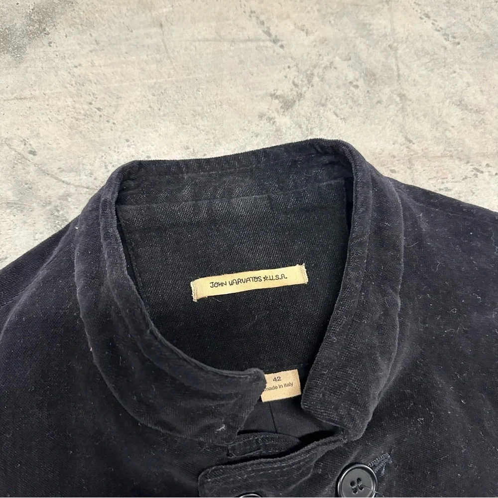 John Varvatos Black Stand Up Collar Coat Military Avant Garde Indie‎ Sleaze